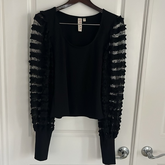 Dolan Anthropologie sheer sleeved top Black Size Medium - Picture 3 of 6